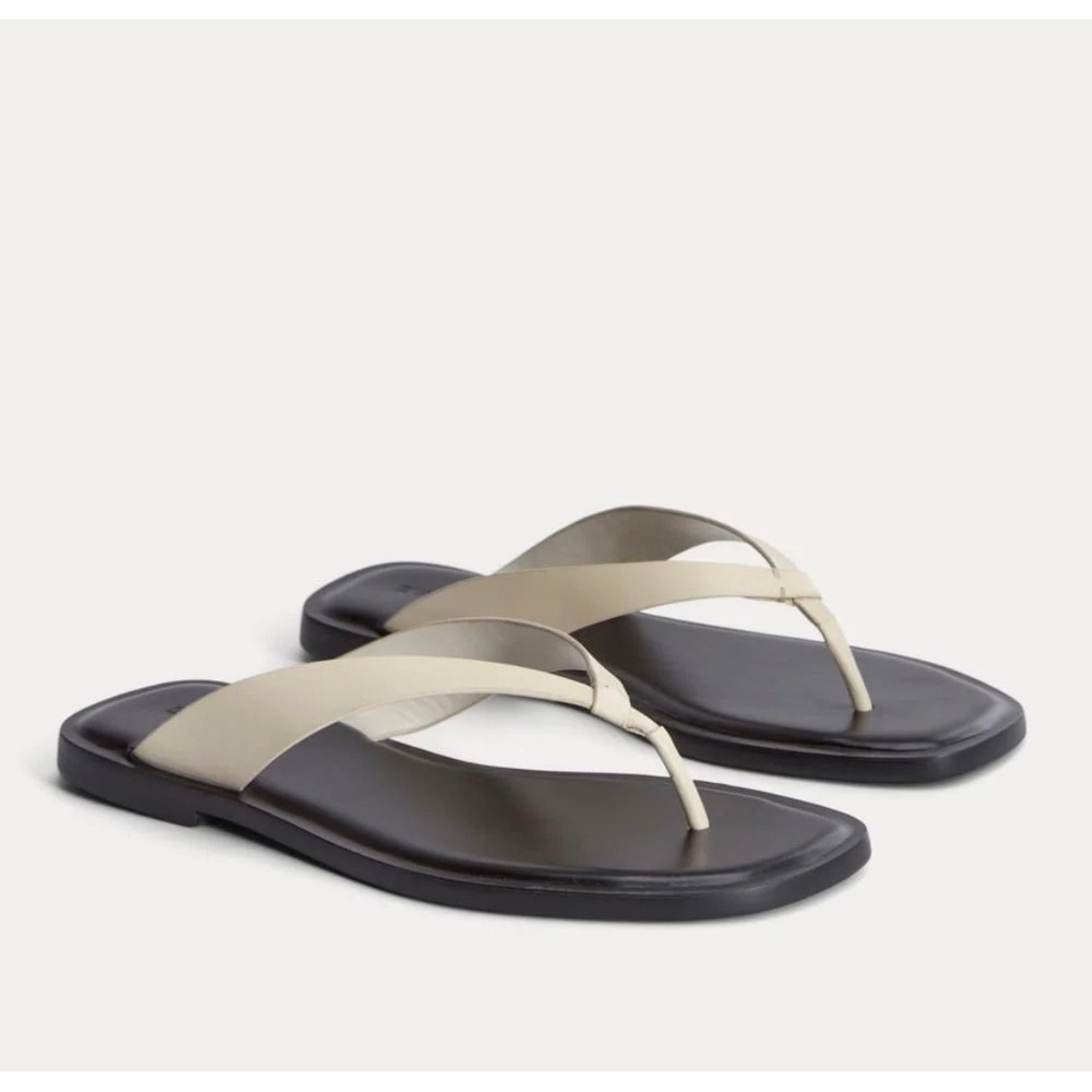 Everlane The Leather Flip Flop Canvas Black Women's Size 10.5